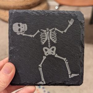 Custom made Halloween Spooky Headless Skeleton Slate Coaster